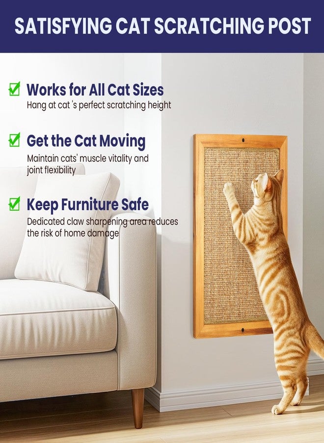 OFIDELITY Large Sisal Cats Wall Scratcher, Floor or Wall Mounted Cat Scratching Mat, Durable cat Scratch Pads for Indoor Cats, Framed Sisal Scratch Pad Mat, Wall Cat Scratching Post for Furniture Protector - Image 4